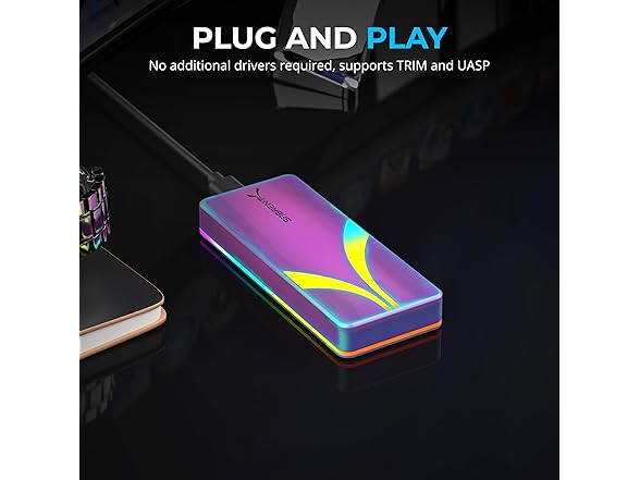 Rocket RGB USB C 20Gbps M.2 SATA/NVMe SSD Enclosure