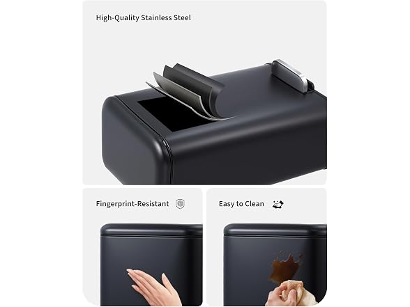 PrecisionAuto 3.2 Gallon / 12L Stainless Steel Trash Can Black