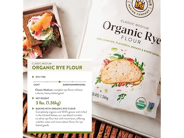 King Arthur Organic Medium Rye Flour - 3 lbs.