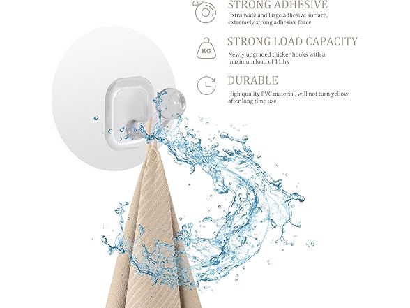 Uten Adhesive Hooks for Hanging 10 Pack, Clear