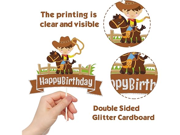 Cowboy Happy Birthday Cake Topper