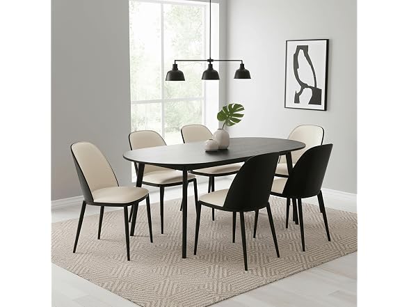 LeisureMod TCBL18W Tule Dining Chair Black/White