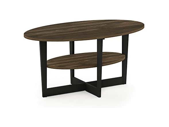 Furinno Coffee Table, 1-Pack, Columbia Walnut/Black