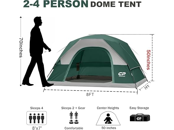 CAMPROS CP 2/4/6 Person Dome Tent