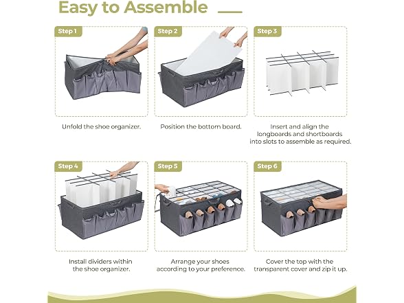 STORAGEIDEAS Extra Large Fabric Shoe Organizer Grey