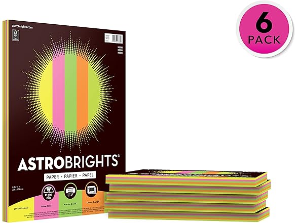 Astrobrights "Neon" 5-Color Assortment, 8.5" x 11"