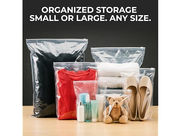 Paclord 2.5 Gallon 16" x 18" Slider Zip Poly Bags, Pack of 25 