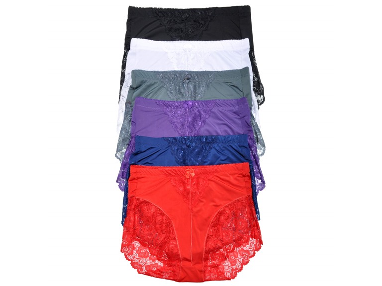 Angelina G911_FLOLACE_6_US Small (0-2) Angelina High Waist Light Control Briefs with Lace Accent Detail (6-Pack) Assorted with Red (6 Pack)