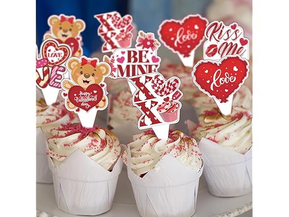 MIMURHYL Valentines Day Cupcake Toppers