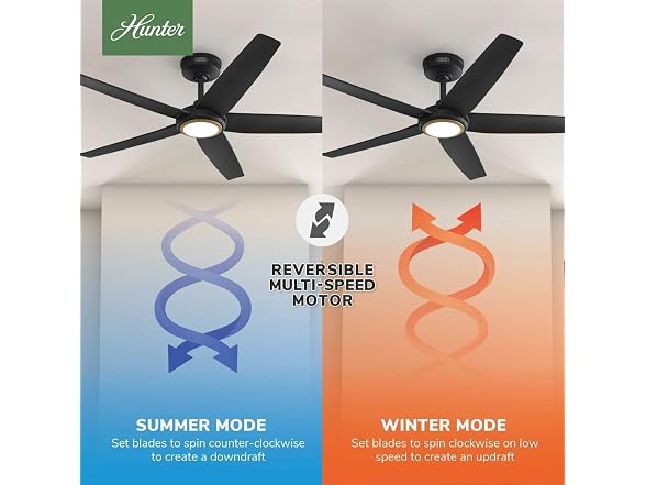 Hunter Fan 52 inch Ceiling Fan with Light, Matte Blk