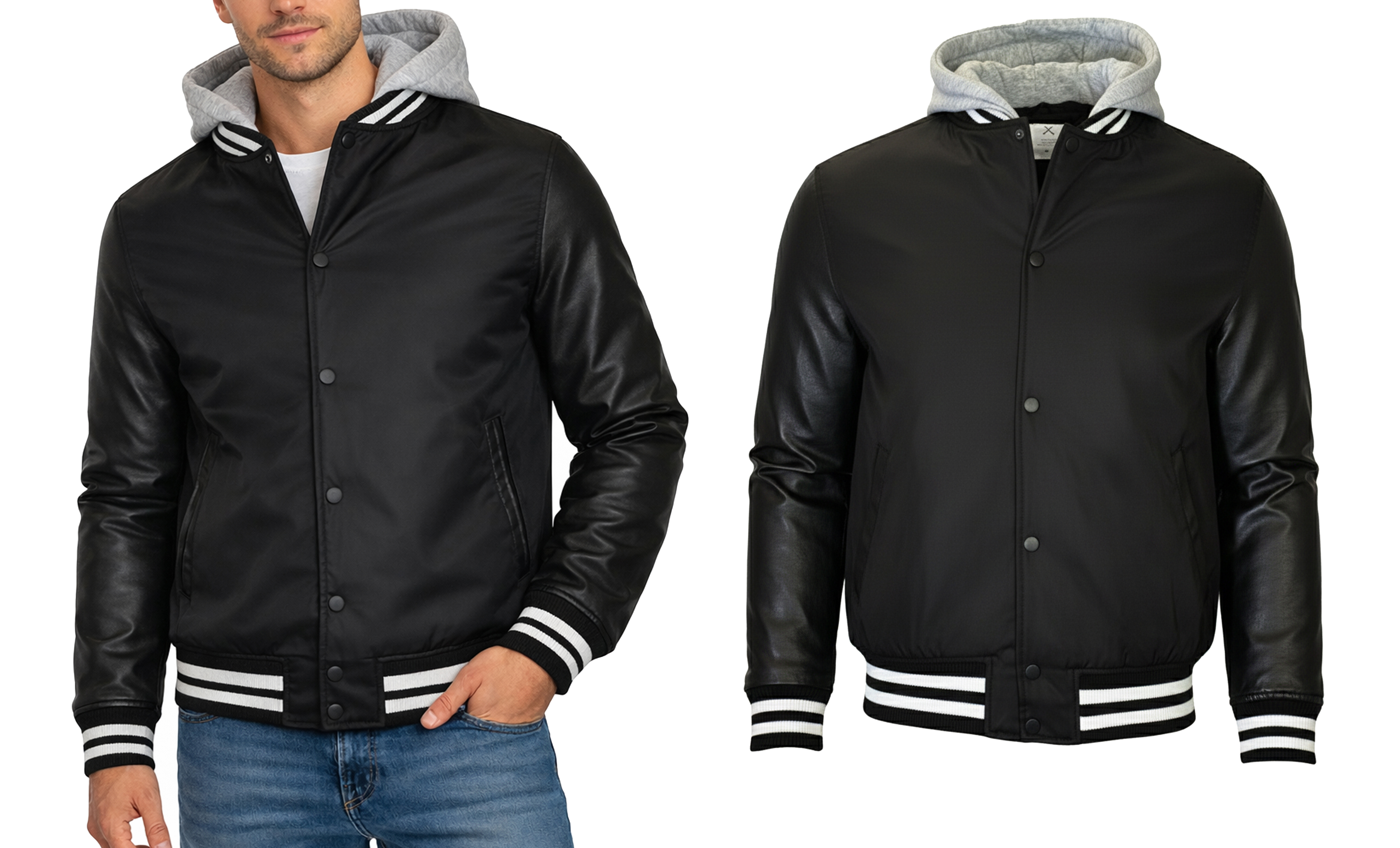 Mens Heavyweight Hooded Varsity Jacket (S-3XL) - Gallery 15