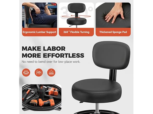 Bestglory Shop Stool with Wheels