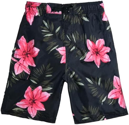 Kanu Surf Boys' Big YOLO Quick Dry UPF 50+ Beach Swim Trunk, Kala Black, 8