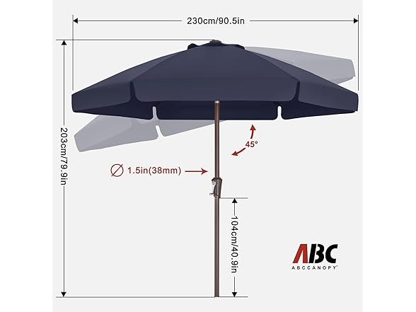ABCCANOPY 7.5ft Umbrella Navy Blue