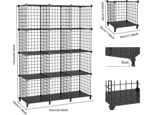 12-Cube Storage Organizer Metal Wire