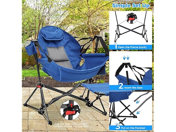 Ainfox Hammock Camping Chair with Footrest, Foldable Portable(Open Box)