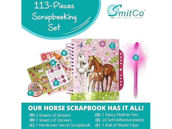 SMITCO Horse Scrapbook Kit for Girls