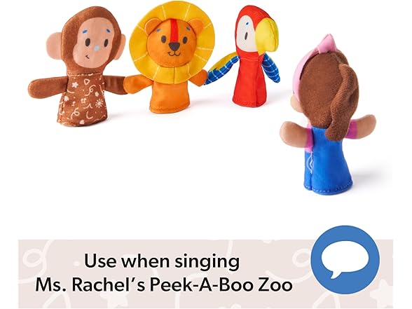 Ms. Rachel Finger Puppets Zoo Friends 4-Pack