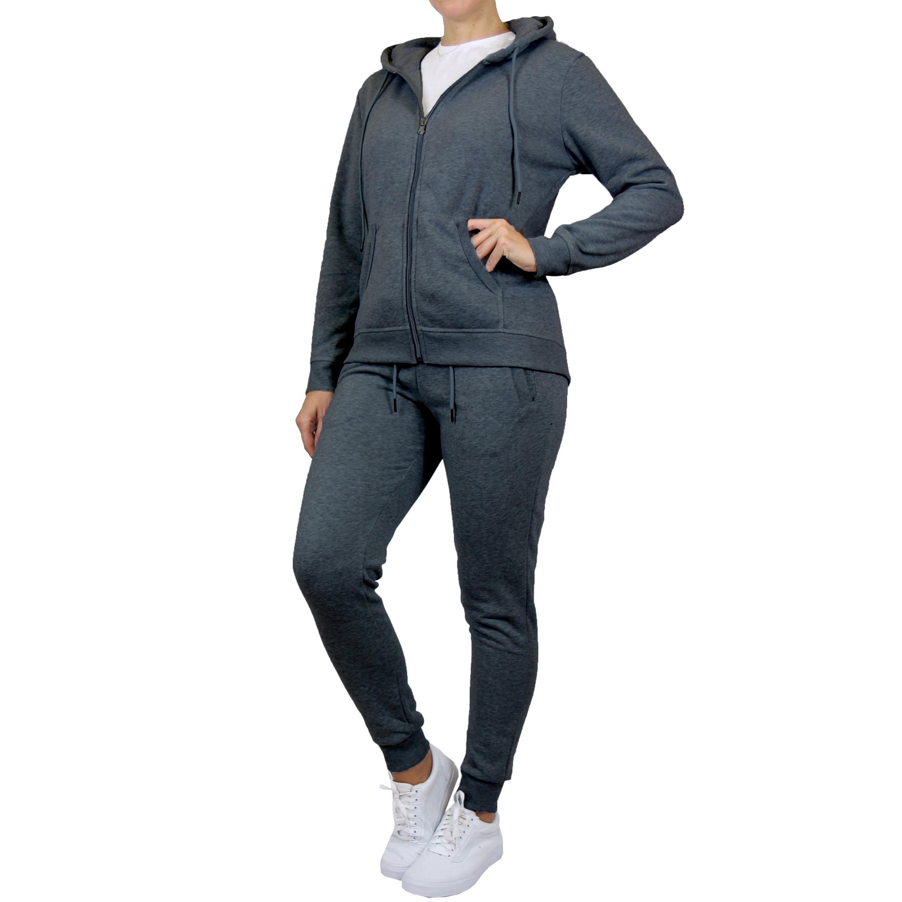 Womens Fleece-Lined Zip Hoodie & Jogger Set - Gallery 26