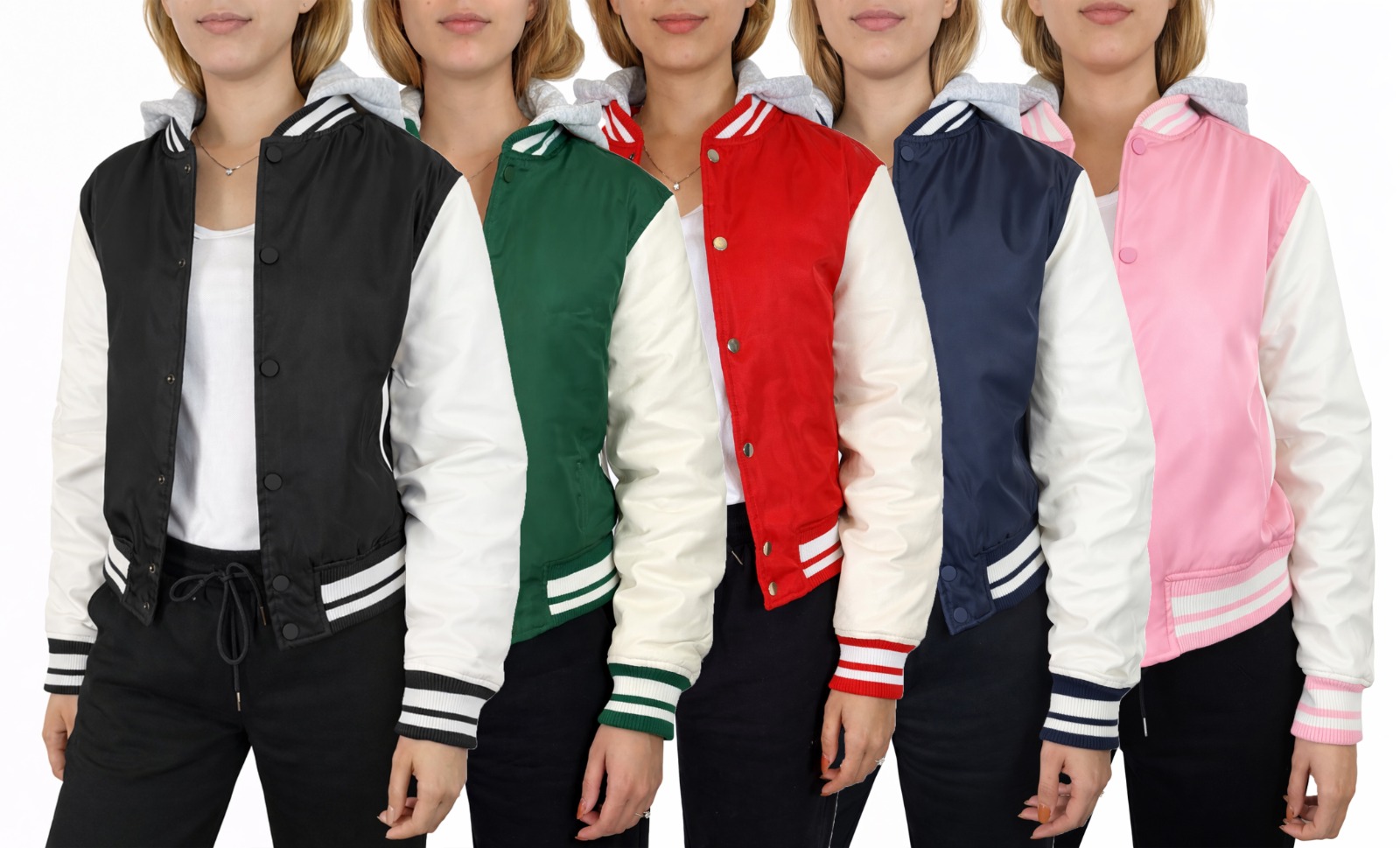 Womens Heavyweight Hooded Varsity Jacket - Gallery 11