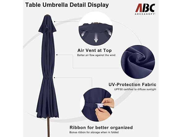 ABCCANOPY 7.5ft Umbrella Navy Blue