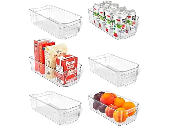 Stackable Plastic Organizer Bins 6-Pk