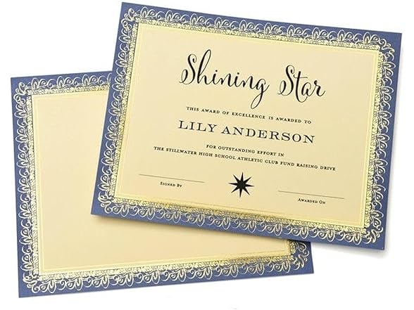 Gartner Studios Blue and Gold Foil Certificate Paper