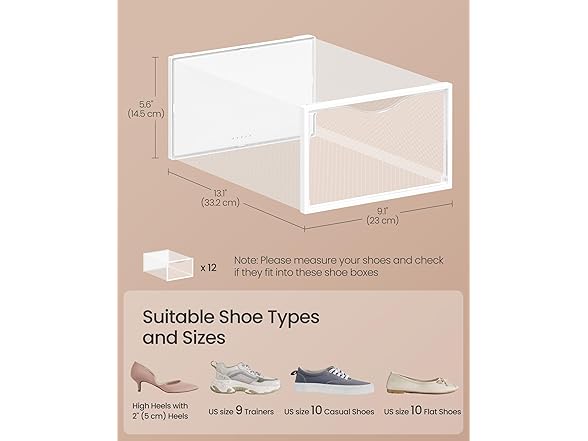 SONGMICS Stackable Shoe Boxes, Set of 12