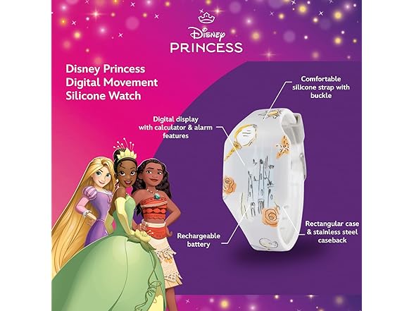Disney Princess Watch Girls Age 4-7 White Strap - Gallery 2