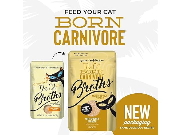 TIKI PETS Cat Born Carnivore Broths Chicken 1.3 oz
