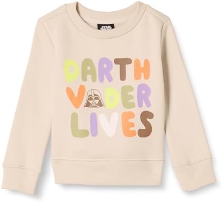 Amazon Essentials Disney | Marvel | Star Wars | Princess Girls' Fleece Pullover Crew Sweatshirt, Star Wars Vader, Small