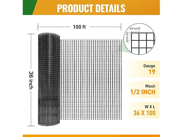 Black Hardware Cloth, 48" x 100'