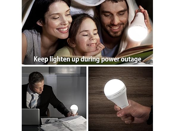 Rechargeable Emergency Light Bulb, 4 Pack