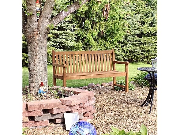 Sunnydaze 2-Person Outdoor Bench - Wood- Mission