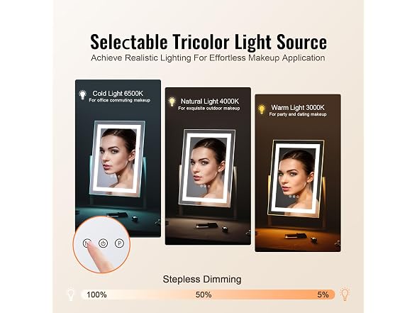 Vanity Mirror with Lights, Three 16.1x11.8in