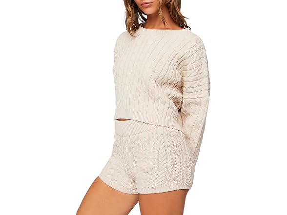 Forever 21 (XS) Cable Knit Mid-Rise Oyster Shorts