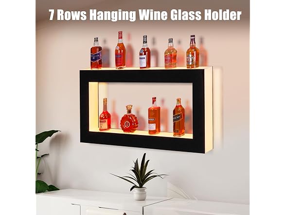 48'' LED Lighted Liquor Bottle Shelf, 2 Tier
