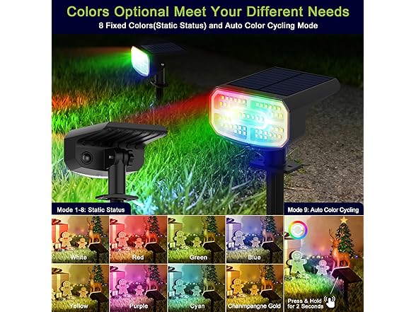 (4 Pack) DAMINY Color Changing Solar Spot Lights