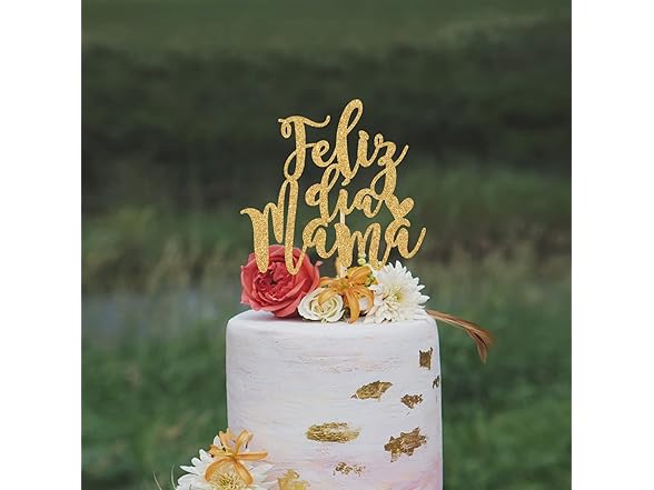 Gold Glitter Feliz Dia Mama Cake Topper
