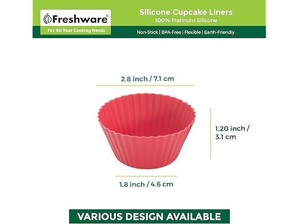 Freshware Cupcake Silicone Liners, Pack of 12