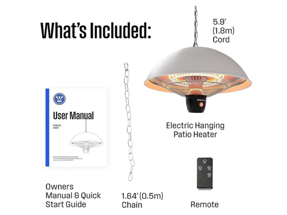 Westinghouse Hanging Steel Electric Patio Heater