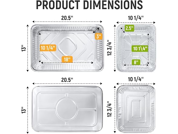 USA-Made Aluminum Foil Pans with Lids - Set of 50 