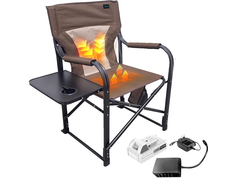 Bliss Hammocks BHC-24VH-GRY 24V Heated Directors Chair Gra