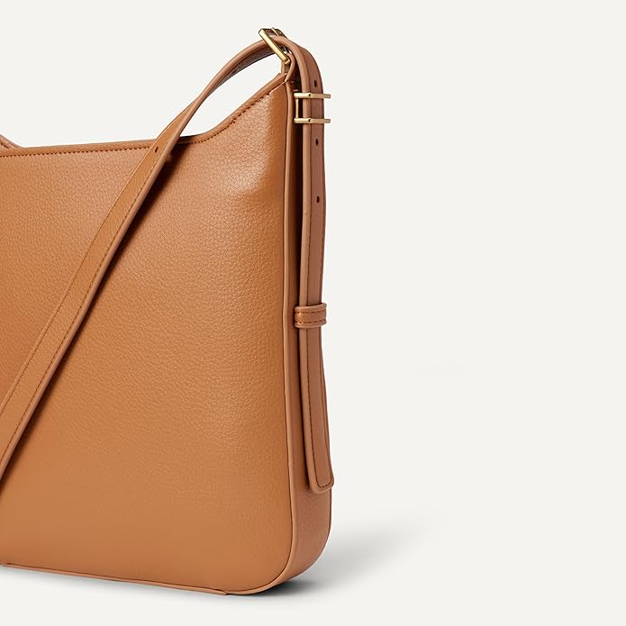 Amazon Essentials Women's Faux Leather Slim Crossbody Bag, Tan - Gallery 7