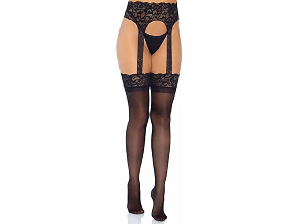 Leg Avenue Black Lace Top Stockings