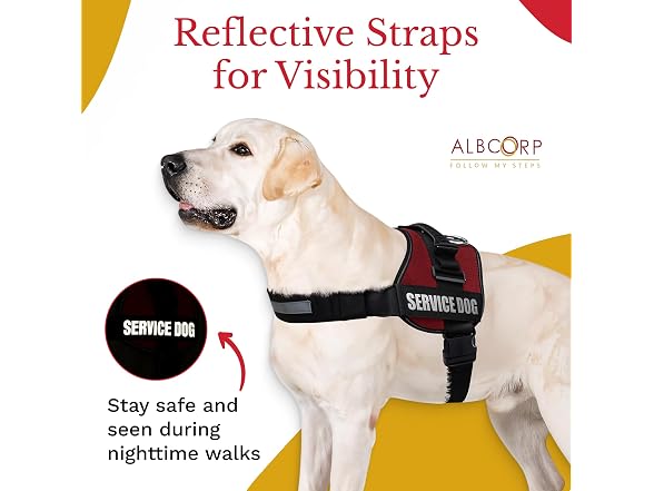 ALBCORP Service Dog Vest Harness Medium, Maroon