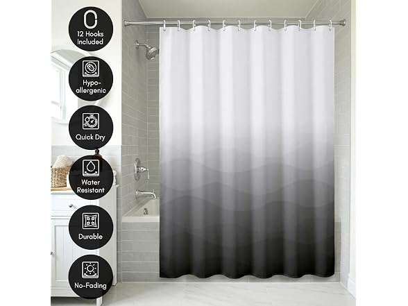 Americanflat 71x74 Wave Grey Ombre Shower Curtain