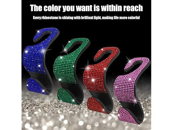 Car Seat Hooks 4Pcs Bling Rhinestone