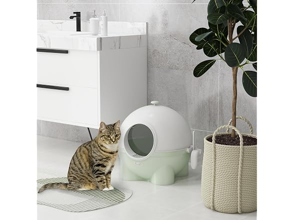 PawHut Hooded Cat Litter Box, Large Kitty Lit
