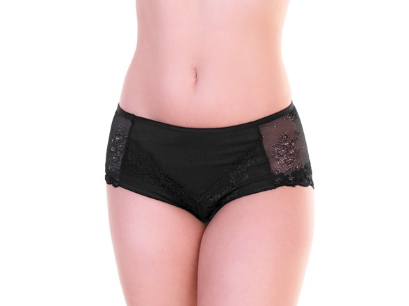 Mid-Rise Brief Panties with Lace Accent